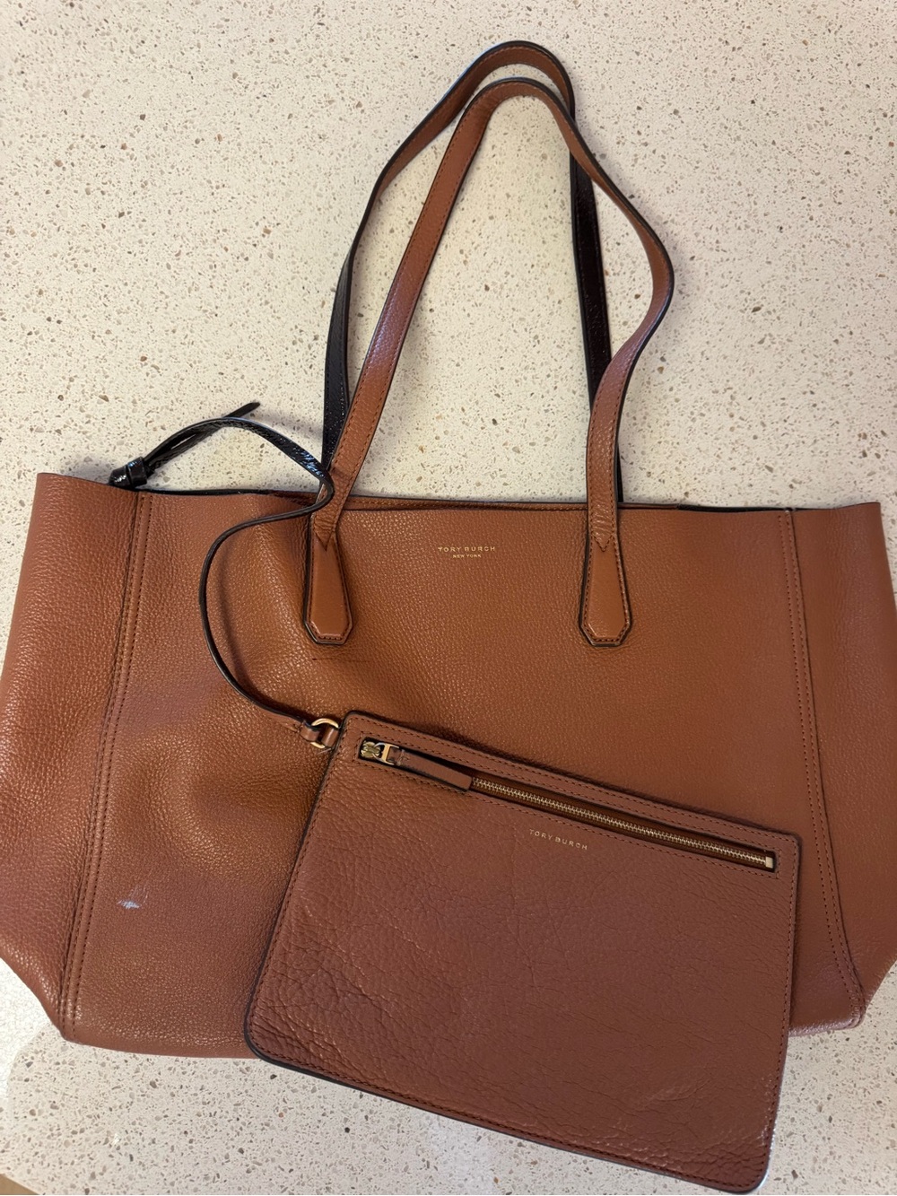 Tory Burch Blake Pebbled Leather Tote with Wristlet - Pre-Owned